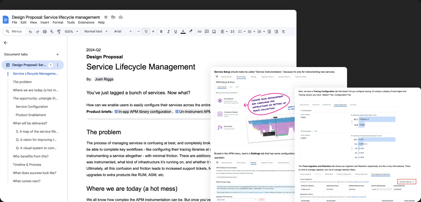 Screenshots from the Service Lifecycle Management proposal doc